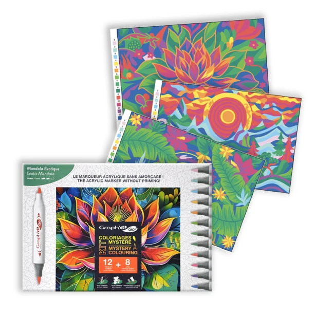 Mystery Colouring, pisaki akrylowe Graph'it GO!, 12 kol.