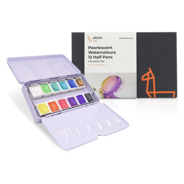 Versatile Set perłowe akwarele Etchr, 12 półkostek