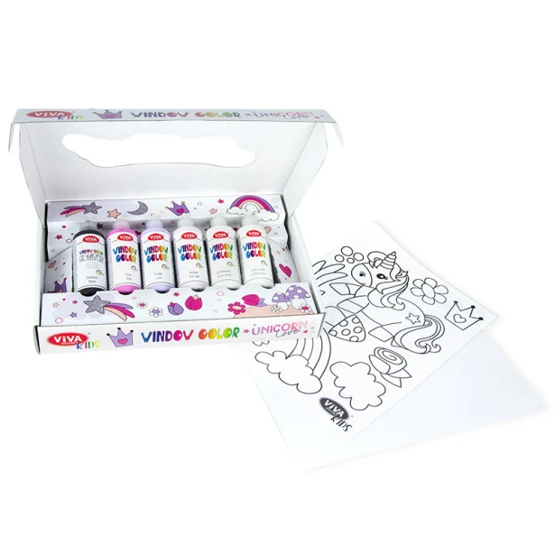 Unicorn Love – zestaw farb do szkła Viva Decor 6 x 90ml