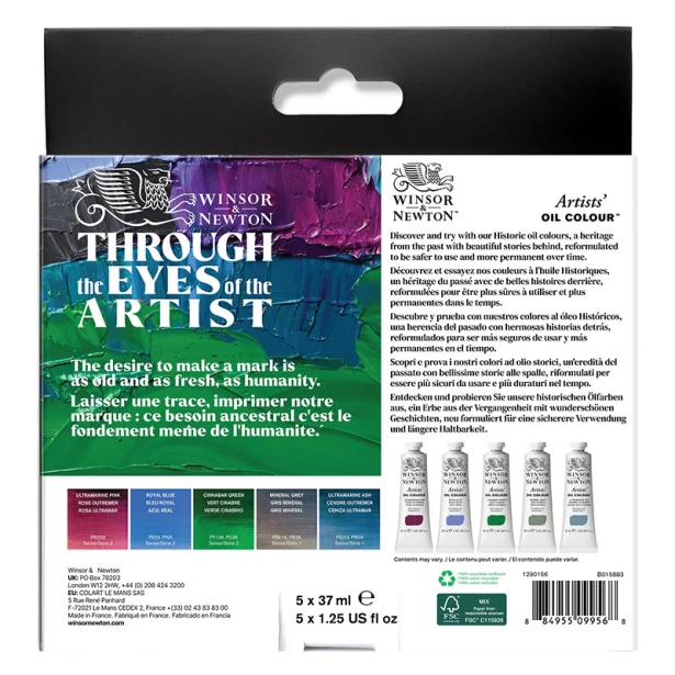 Historic Set, zestaw farb olejnych Artists' W&amp;N, 5 x 37 ml