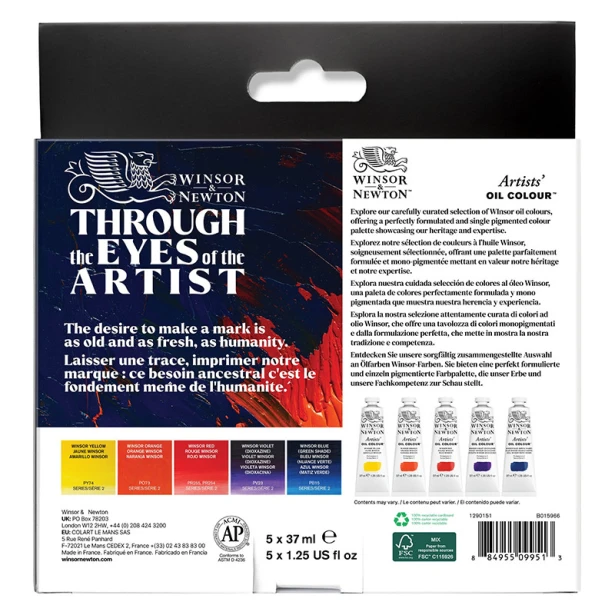 Winsor Set, zestaw farb olejnych Artists' W&amp;N, 5 x 37 ml