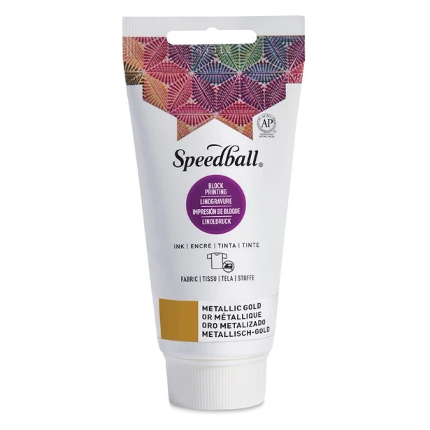 3583 Metallic Gold, farba do tkanin Block Printing, Speedball, 75 ml
