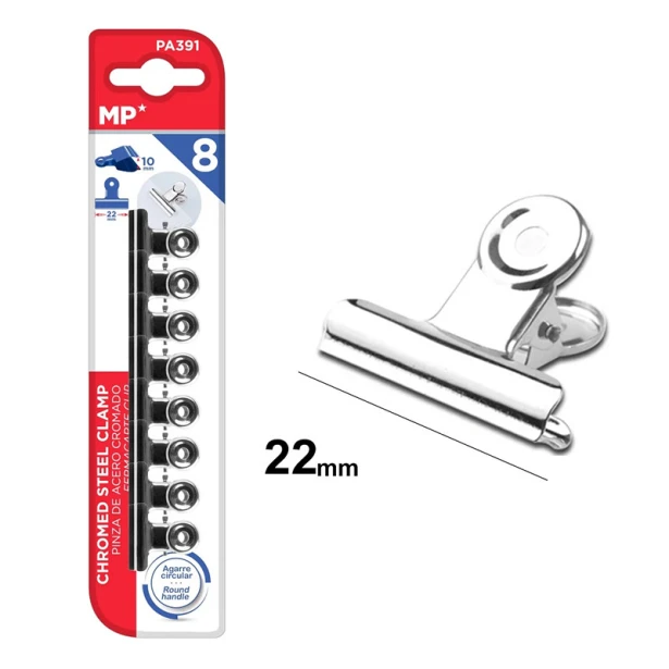Klipsy do papieru srebrne 22 mm, zestaw 8 sztuk