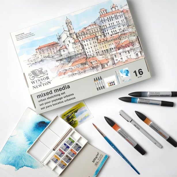 Zestaw artystyczny Urban Sketching Mixed Media W&amp;N, 16 elem.