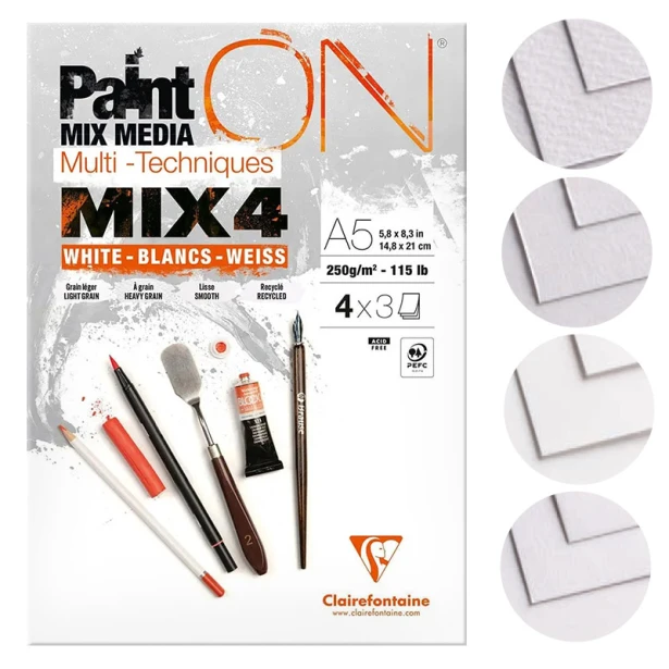 Paint ON MIX4, blok mix media A5, Clairefontaine
