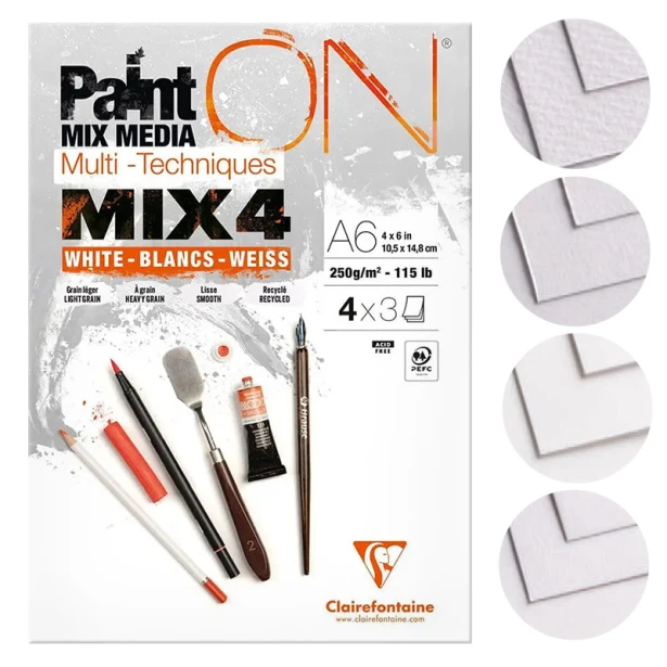 Paint ON MIX4, blok mix media A6, Clairefontaine