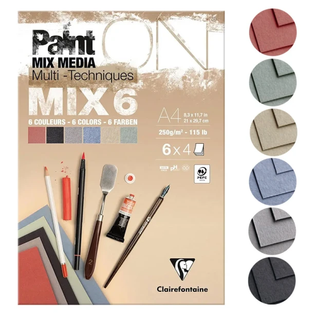 Paint ON MIX6, blok mix media A4, Clairefontaine