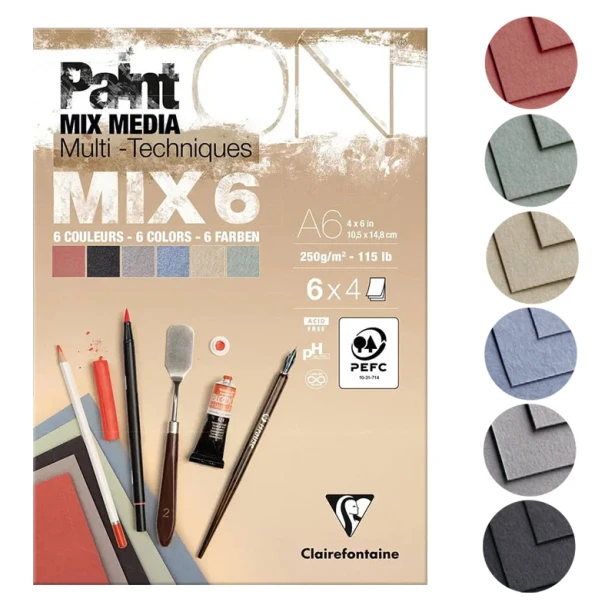 Paint ON MIX6, blok mix media A6, Clairefontaine