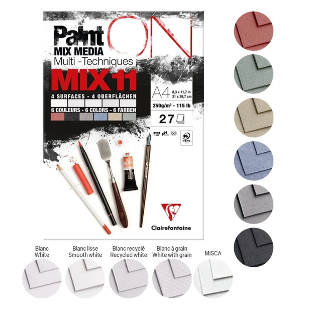 Paint ON MIX11, blok mix media A4, Clairefontaine
