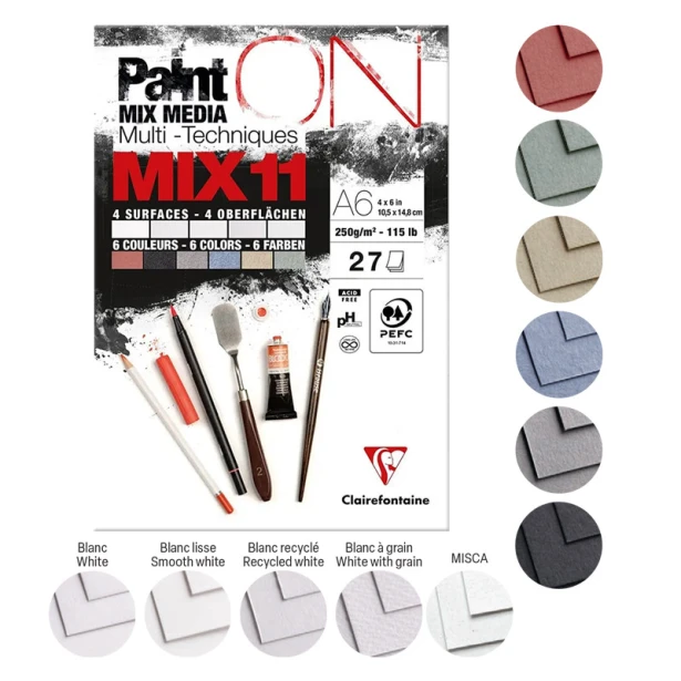 Paint ON MIX11, blok mix media A6, Clairefontaine