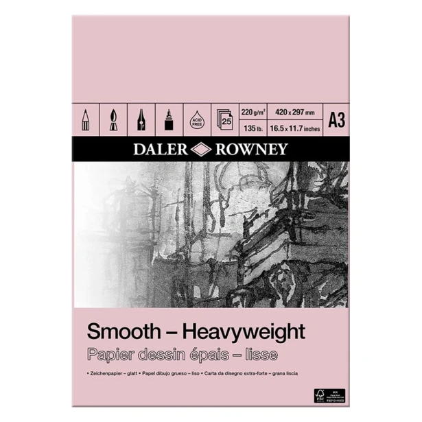 blok rysunkowy Smooth HeavyWeight Daler Rowney Smooth A3