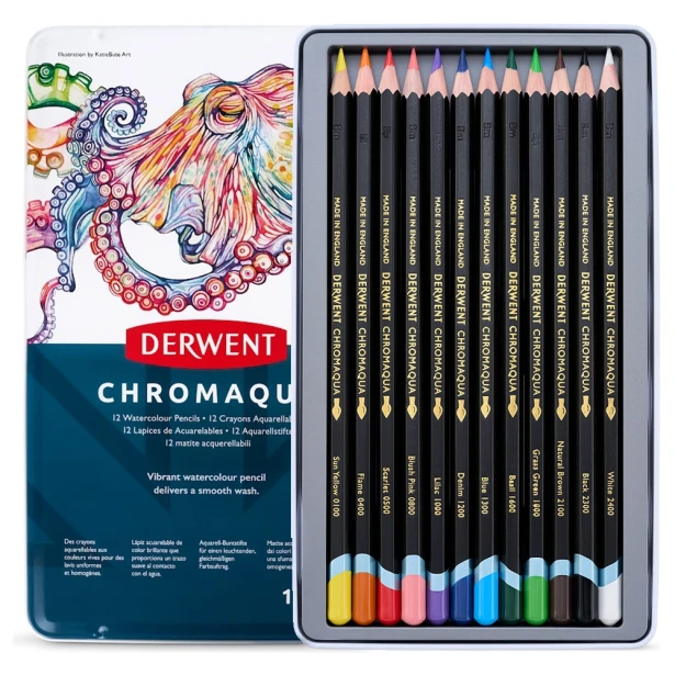 zestaw profesjonalnych kredek akwarelowych Chromaqua