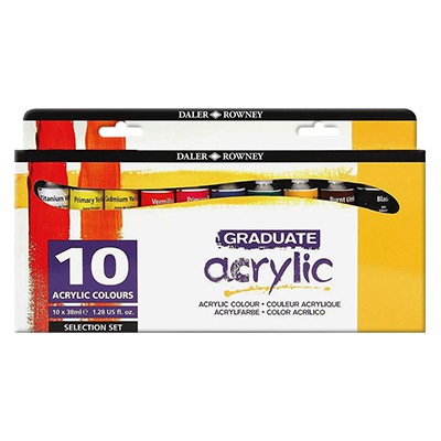 Farby akrylowe Acrylic Daler Rowney, 10 x 38ml