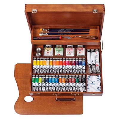 Farby olejne Talens Van Gogh, zestaw 32 x 20ml, kaseta drewniana