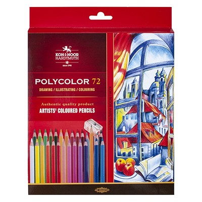 Kredki rysunkowe Polycolor, Koh-I-Noor, 72kol. + akcesoria