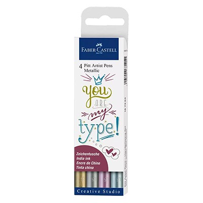 Metallic Pitt Artist Pen, Faber Castell, 4 sztuki