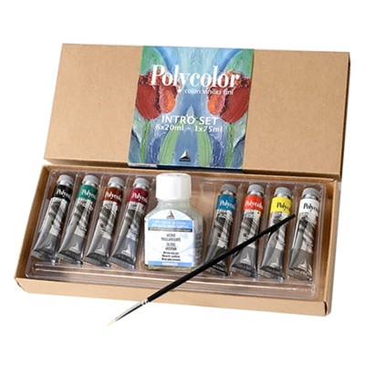 Polycolor, zestaw farb akrylowych, 8 x 20ml + akcesoria