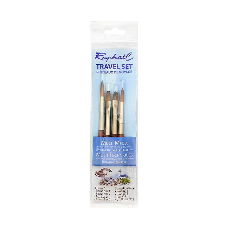 Pędzle Precision Travel Set 3 Raphael, 4 szt.