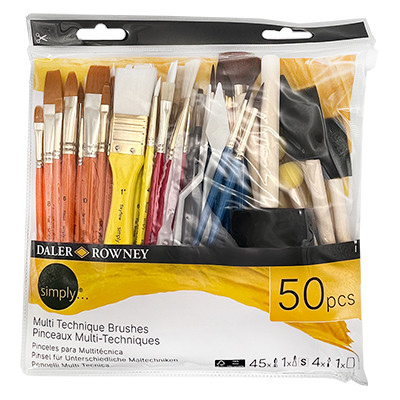 Pędzle Multi Technique Simply Daler Rowney, 50 sztuk