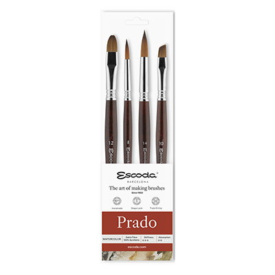 Prado, zestaw pędzli syntetycznych Escoda, 4 sztuki
