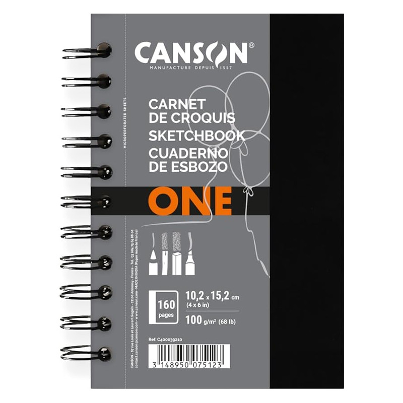 Blok na spirali Canson ONE 80 ark. 100 g/m2 10.2 x 15.2 cm