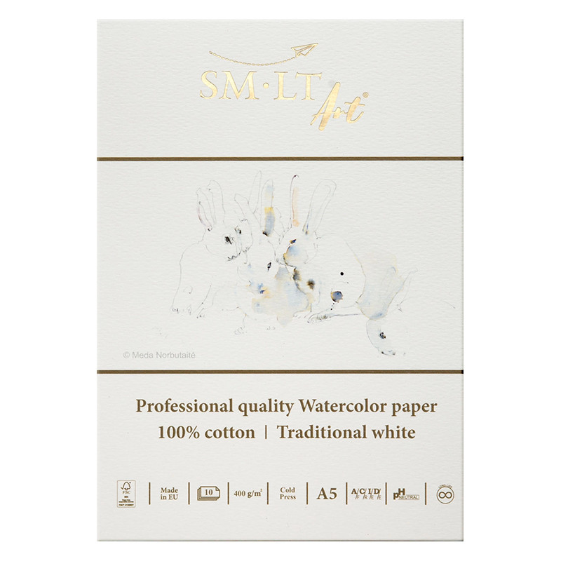 Blok akwarelowy A5 SMLT, 400 g/m² 100% bawełna